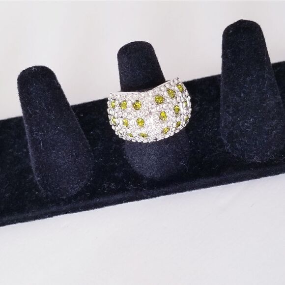 Chunky silver diamond cocktail ring - Picture 1 of 8